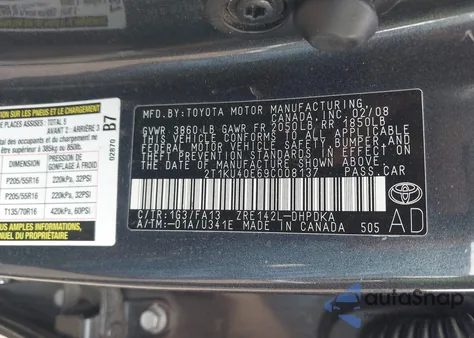 2009 Toyota Matrix from USA, damaged, VIN 2T1KU40E69C008137